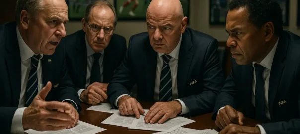 FIFA private equity debate shown through officials meeting before a football tournament