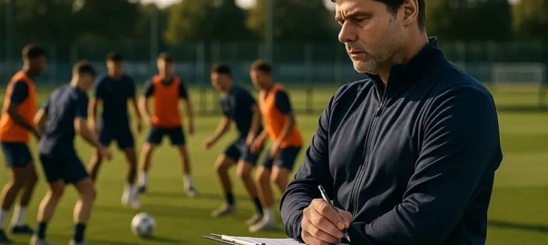 Pochettino USMNT future analysis with a coach observing players during training