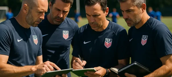 USMNT Tactical Adjustments shown by players pressing in midfield during an international match