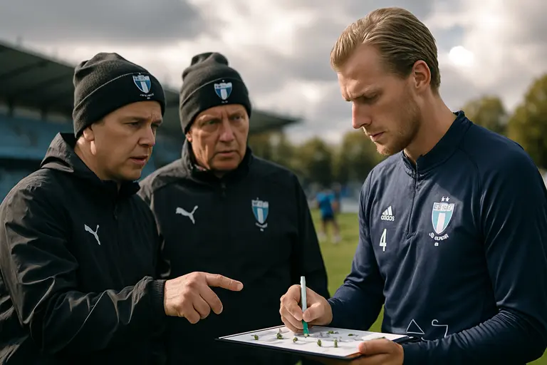 A defender organizes the back line before a set piece