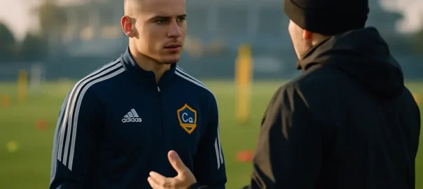 Dejan Joveljić transfer presentation at a soccer stadium