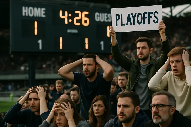 Soccer scoreboard above a crowded stand during a night match