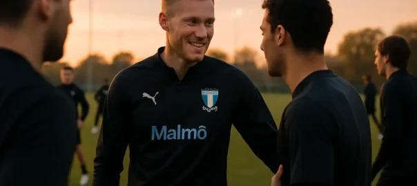 Stian Gregersen Malmö transfer represented by a centre-back shaping to clear the ball