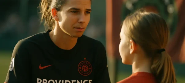 Tobin Heath Retirement tribute scene with Portland supporters saluting a club icon