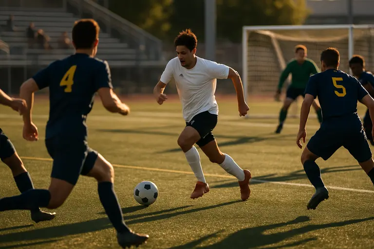 A winger tracks back as defenders protect the penalty area