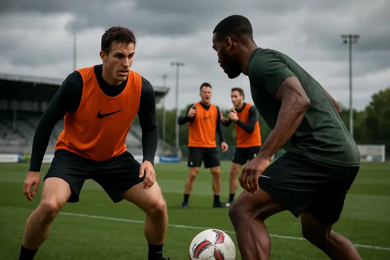 Defenders retreating as attackers break forward after beating pressure