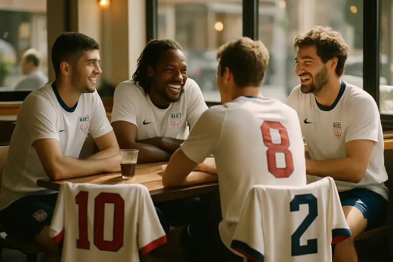 Players lining up before an international soccer match