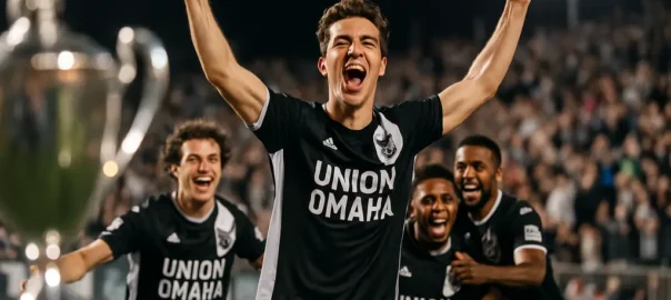 Union Omaha Record moment after a home soccer win in USL League One