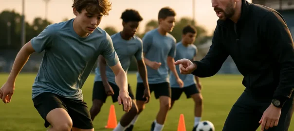 USL Talent Development pathway shown through a player entering a soccer training field